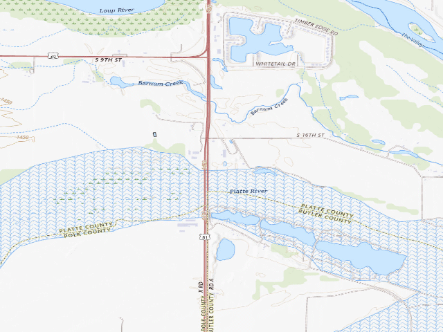 USGS topographic map of Flat Water Landing WMA