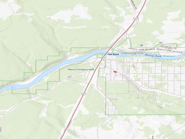 USGS topographic map of Flatrock Campground