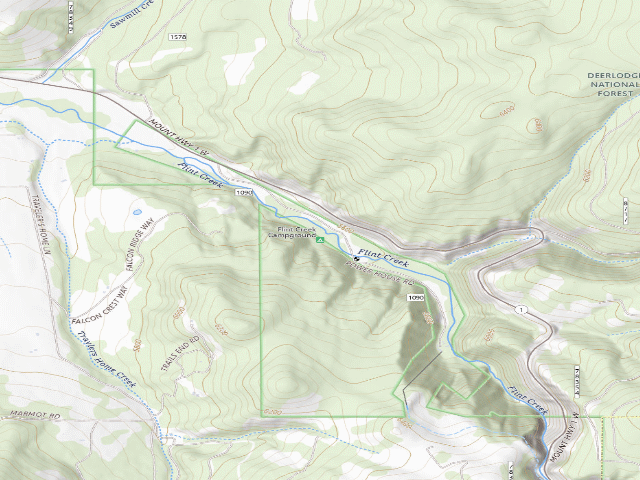 USGS topographic map of Flint Creek Campground