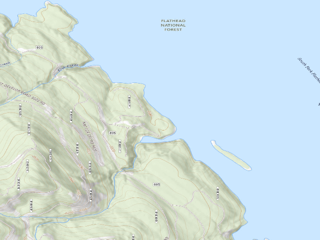USGS topographic map of Flossy Bay Dispersed Camp West Site