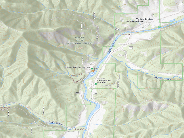 USGS topographic map of Flumet Flat Campground