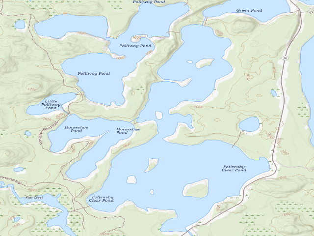 USGS topographic map of Follensby Clear Pond (Saranac Lakes Wild Forest)