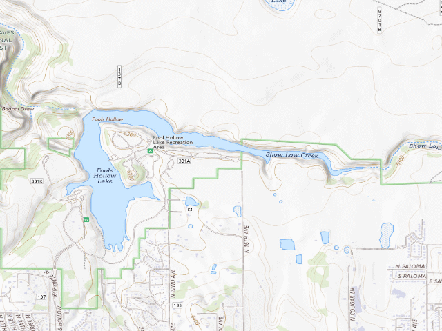 USGS topographic map of Fool Hollow Lake Recreation Area Campground