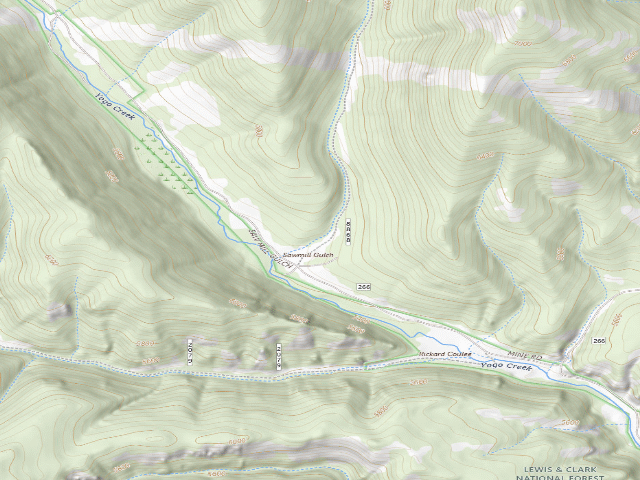 USGS topographic map of For Rd 266-Yogo Ck -004