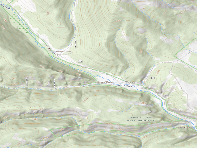 USGS topographic map of For Rd 266-Yogo Ck