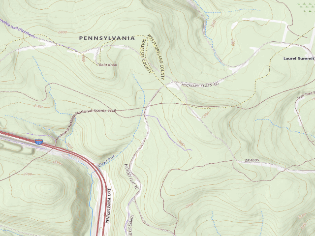 USGS topographic map of Forbes State Forest roadside campsite 002