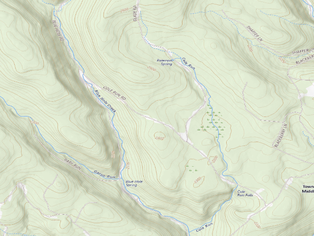 USGS topographic map of Forbes State Forest roadside campsite 005