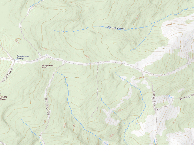 USGS topographic map of Forbes State Forest roadside campsite 006