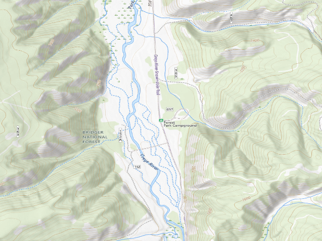 USGS topographic map of Forest Park Campground