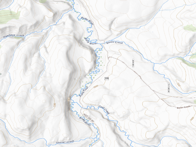 USGS topographic map of Forest Rd 100