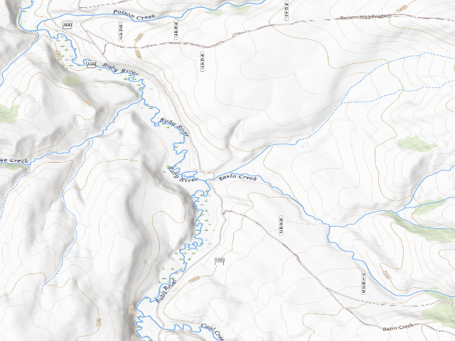 USGS topographic map of Forest Rd 100