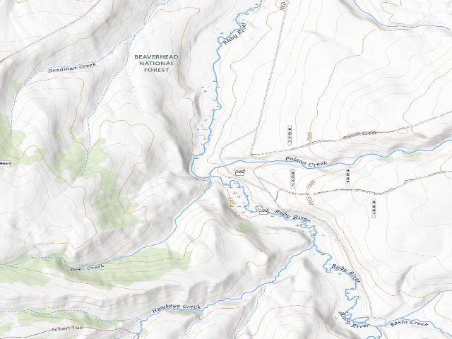 USGS topographic map of Forest Rd 100