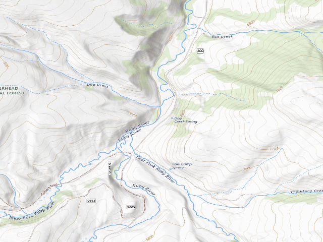 USGS topographic map of Forest Rd 100