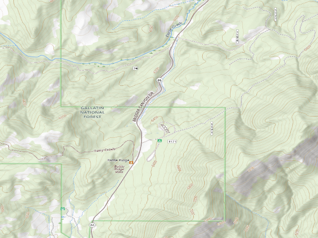 USGS topographic map of Forest Rd 1171