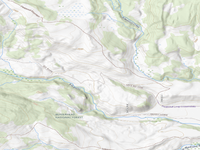 USGS topographic map of Forest Rd 1206