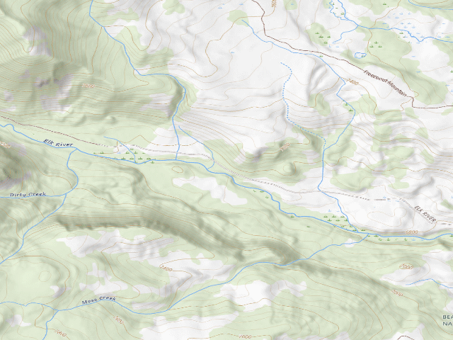 USGS topographic map of Forest Rd 1206