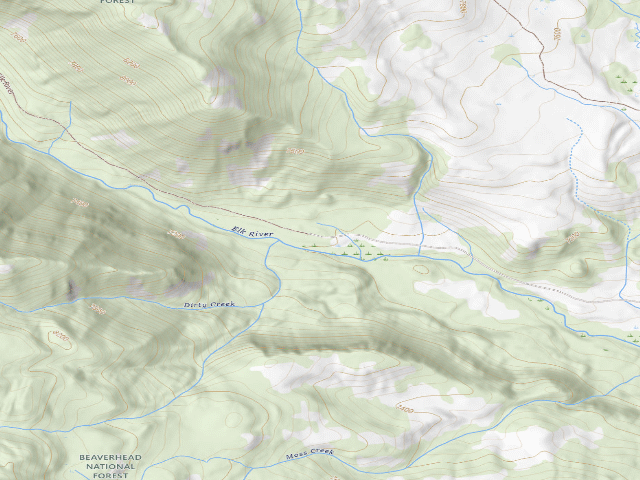 USGS topographic map of Forest Rd 1206