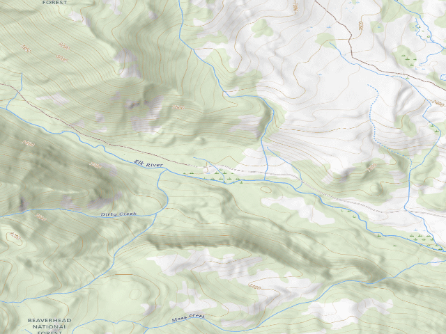 USGS topographic map of Forest Rd 1206