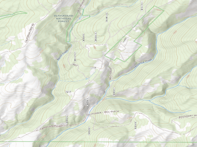 USGS topographic map of Forest Rd 1217