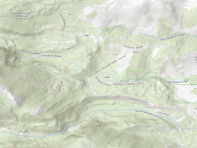 USGS topographic map of Forest Rd 1224