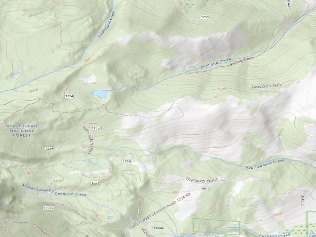 USGS topographic map of Forest Rd 1224