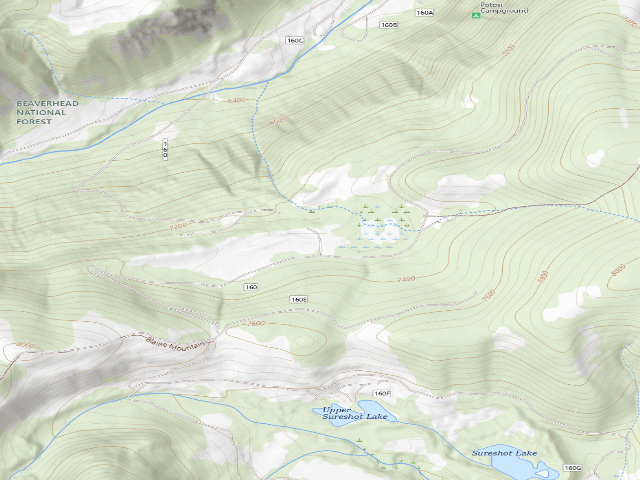 USGS topographic map of Forest Rd 160P