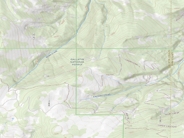 USGS topographic map of Forest Rd 1706