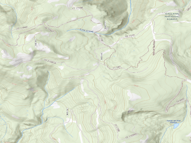 USGS topographic map of Forest Rd 3108