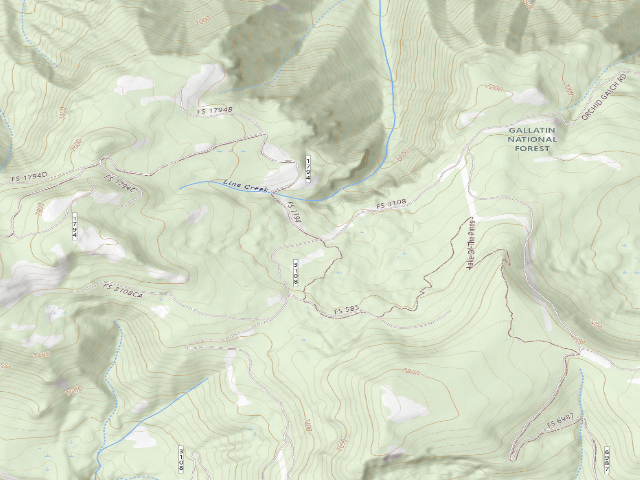 USGS topographic map of Forest Rd 3108