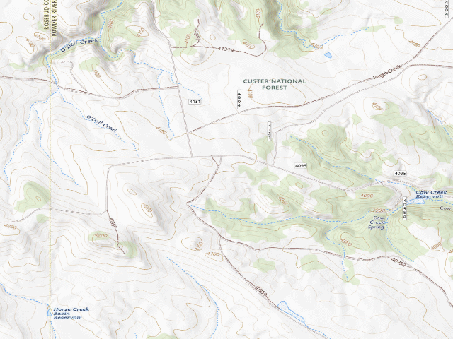 USGS topographic map of Forest Rd 40952