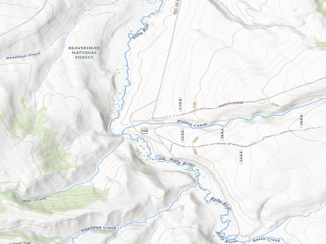 USGS topographic map of Forest Rd 6100