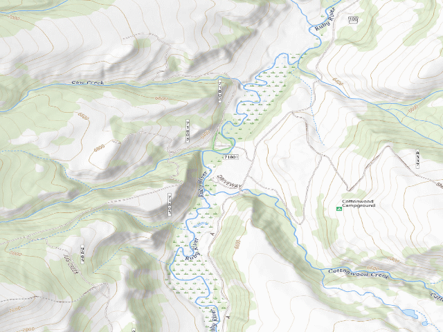 USGS topographic map of Forest Rd 6100F