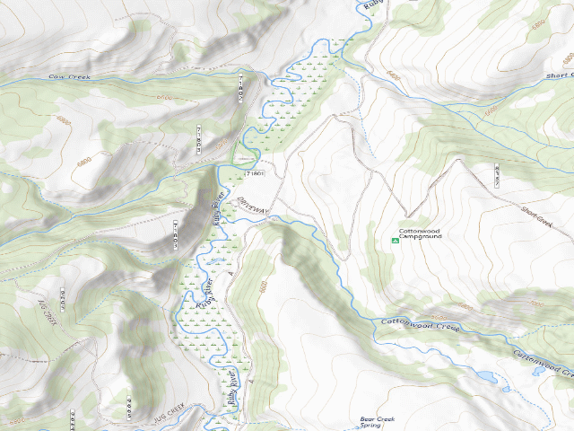 USGS topographic map of Forest Rd 6100G