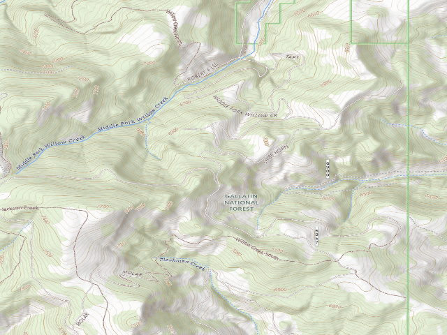 USGS topographic map of Forest Rd 6600
