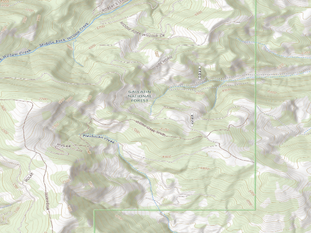USGS topographic map of Forest Rd 6957