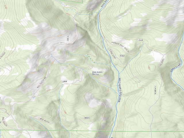USGS topographic map of Forest Rd 7303