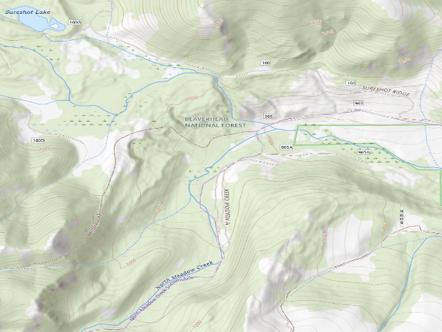 USGS topographic map of Forest Rd 965