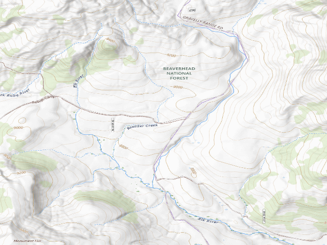 USGS topographic map of Forest Rd 9653
