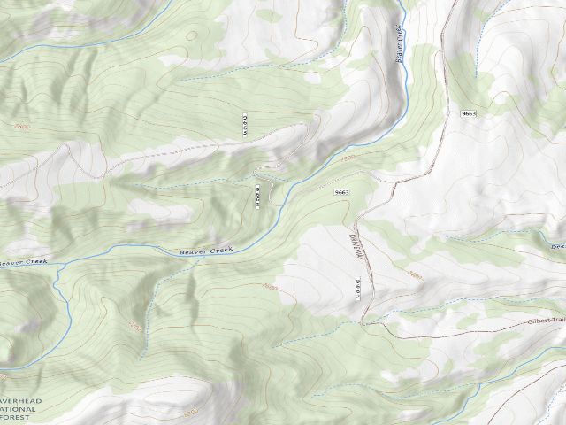 USGS topographic map of Forest Rd 9663