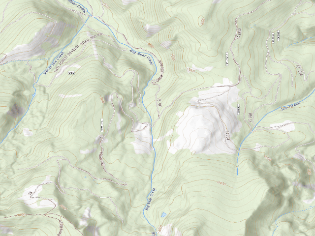 USGS topographic map of Forest Rd 980