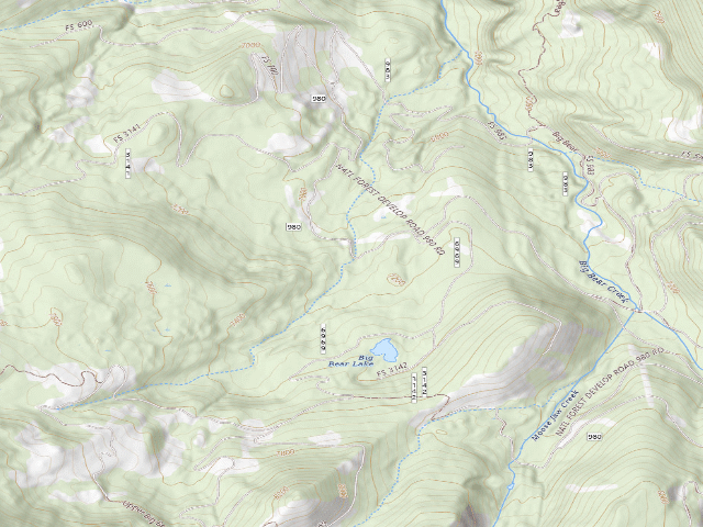 USGS topographic map of Forest Rd 980