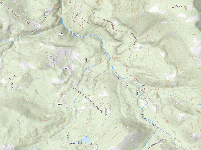 USGS topographic map of Forest Rd 980