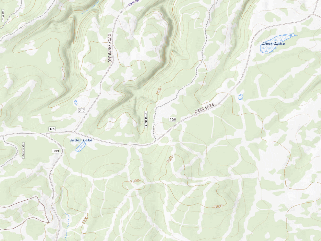 USGS topographic map of Forest Road 169 Camping Area