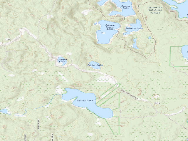 USGS topographic map of Forjer Lake (M13)