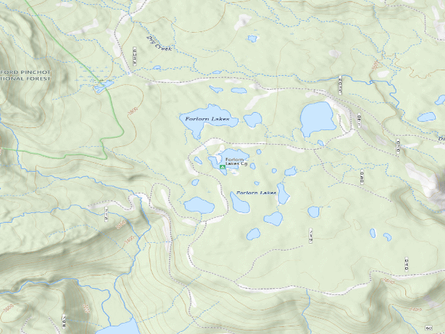 USGS topographic map of Forlorn Lakes Cg