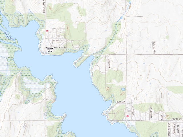 USGS topographic map of Fort Cobb WMA primitive camp #1