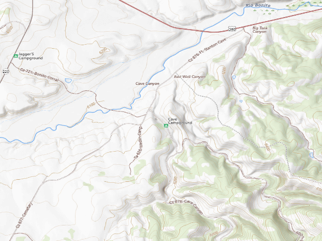 USGS topographic map of Fort Stanton Cave Campground