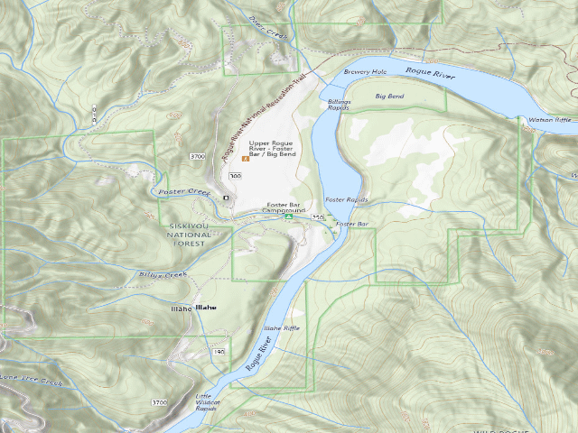USGS topographic map of Foster Bar Campground