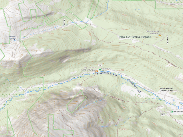 USGS topographic map of Four Mile Creek Campground