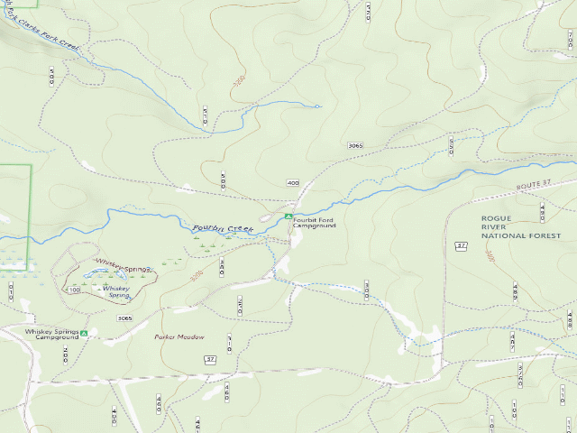 USGS topographic map of Fourbit Ford Campground
